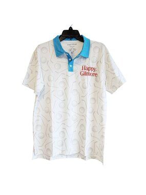 Happy Gilmore Mens Golf Polo Shirt White & Blue Medium